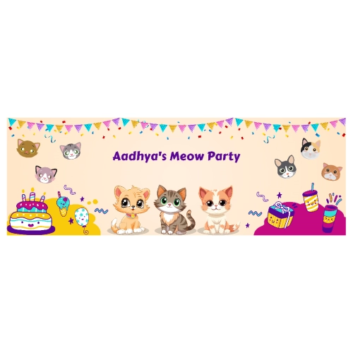 Cats Theme Banner – 12x36 Inch | Plain or Personalized